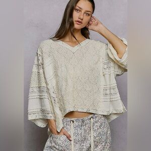 158. Dream Catcher, romantic lightweight airy lace top, Ivory, various sizes